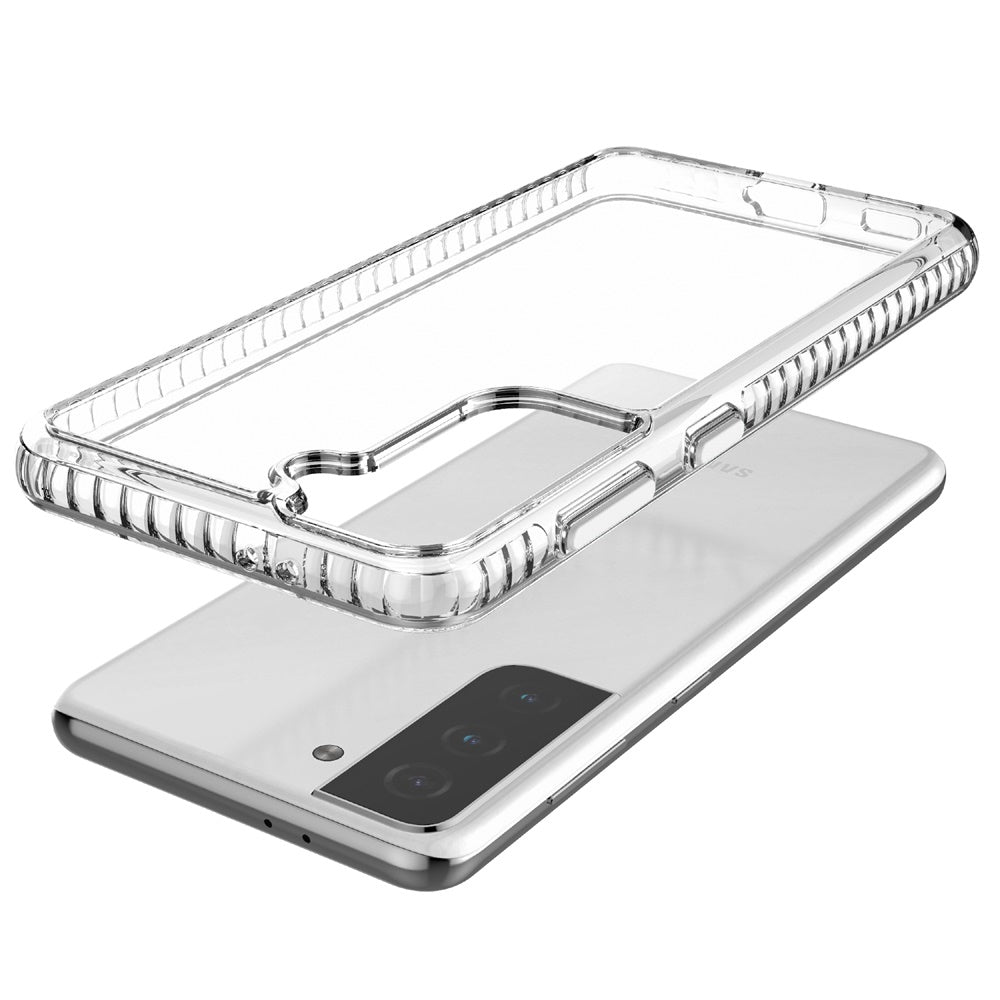 For Samsung Galaxy S22 Crystal Transparent Rugged Shockproof Hybrid PC Colorful Buttons Military Grade Protection Back  Phone Case Cover