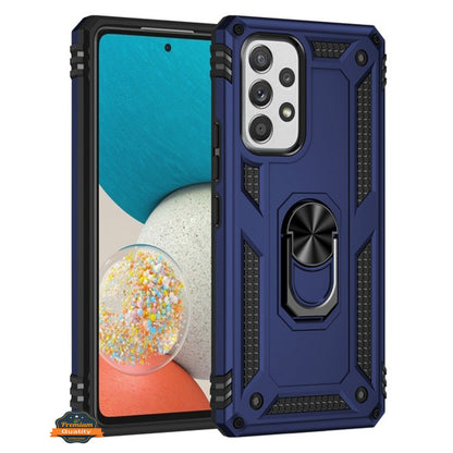 For Samsung Galaxy A03S Shockproof Tuff Hybrid Dual Layer PC TPU with 360° Ring Stand Metal Kickstand Heavy Duty Shell  Phone Case Cover