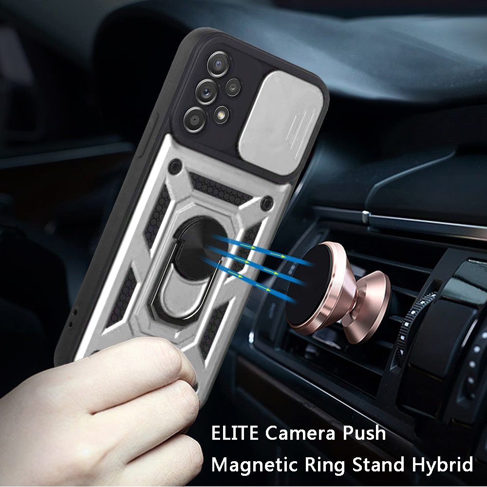 For Samsung Galaxy A53 5G Hybrid Cases with Camera Lens Cover and Ring Holder Kickstand Rugged Dual Layer Heavy Duty  Phone Case Cover