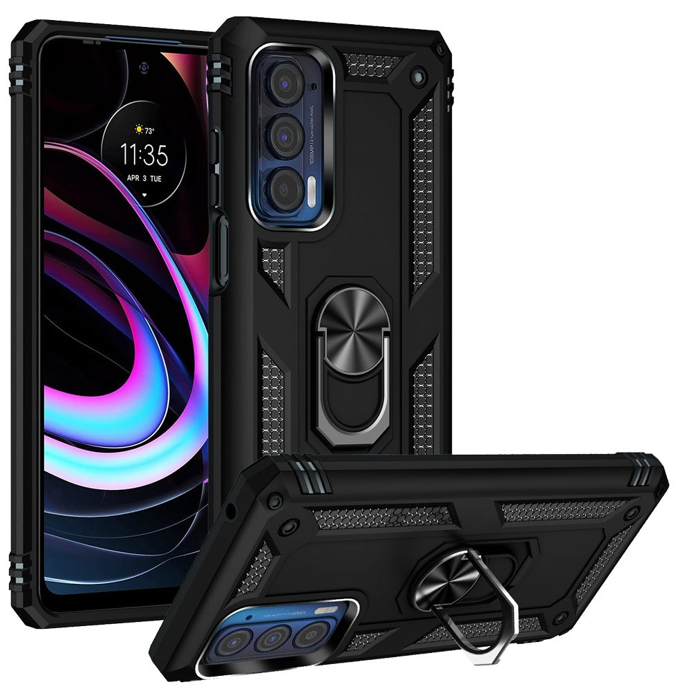 For Motorola Moto Edge 5G 2021 Hybrid Durable Dual Layer with 360 Rotatable Ring Stand Holder Kickstand Fit Magnetic Car Mount  Phone Case Cover