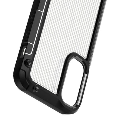 For Apple iPhone 13 (6.1") Clear Matte Carbon Fiber Design Heavy Duty Shockproof Hybrid Armor Military Grade Drop Protection  Phone Case Cover