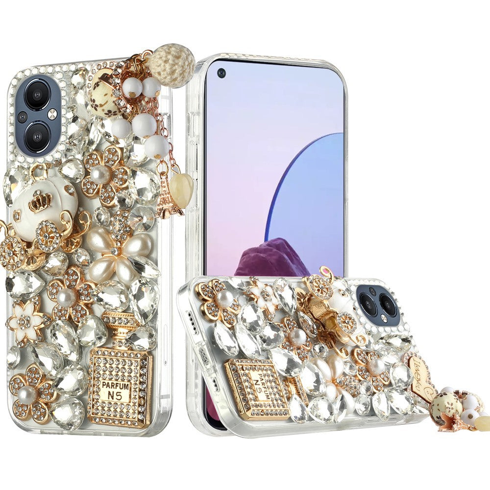 For OnePlus Nord N20 5G Bling Clear Crystal 3D Full Diamonds Luxury Sparkle Transparent Rhinestone Hybrid Protective  Phone Case Cover