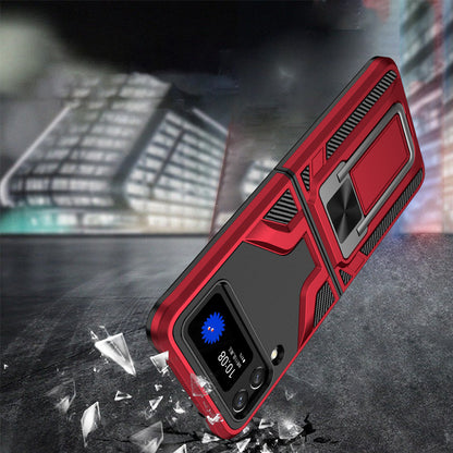 For Samsung Galaxy Z Flip 4 5G Shockproof [Military-Grade] with Metal Magnetic Kickstand, Hybrid Rugged TPU Heavy Duty  Phone Case Cover