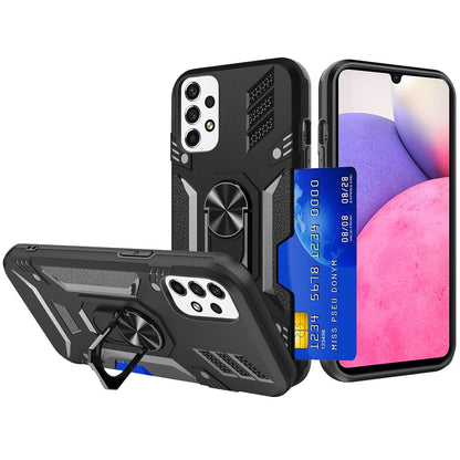 For Samsung Galaxy A33 5G Wallet Case Hybrid Ring Stand with Invisible Credit Card Holder Heavy Duty Shockproof Rugged  Phone Case Cover