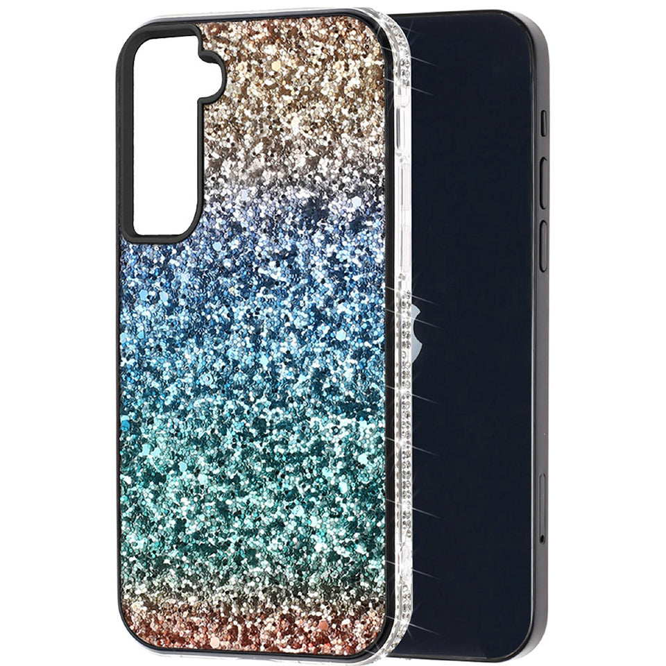 For Samsung Galaxy A53 5G Rhinestone Sparkling Rainbow Gradual Glitter Full Diamond Bling Protective Hybrid Rugged Slim  Phone Case Cover