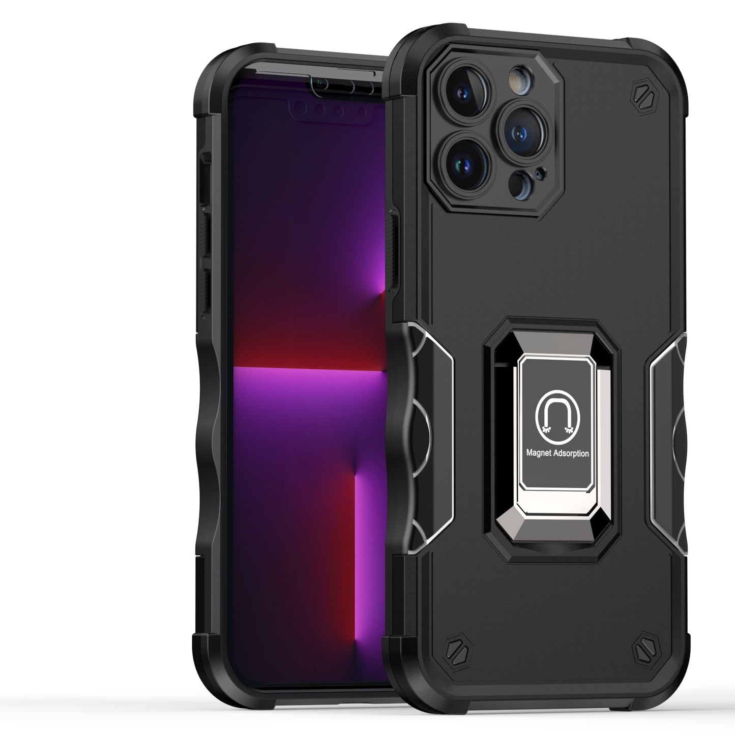 For Samsung Galaxy S22 /Plus Ultra Hybrid Cases with Magnetic Ring Holder Stand Kickstand Heavy Duty Rugged Drop Silicone Shockproof  Phone Case Cover