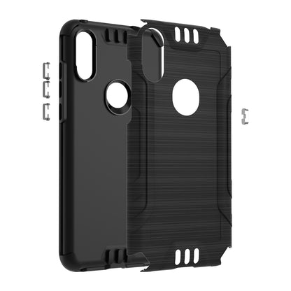 For Samsung Galaxy A22 5G Hybrid Dual Layer Slim Defender Armor Tuff Metallic Brush Texture Finishing Shockproof Hard TPU Rubber  Phone Case Cover