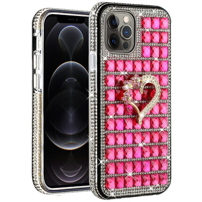 For Apple iPhone XR Fashion Luxury 3D Bling Diamonds Rhinestone Jeweled Ornament Shiny Crystal Hybrid Hard  Phone Case Cover