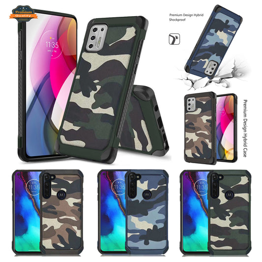 For Apple iPhone 13 Pro (6.1") Shockproof Slim Hybrid Silicone Camouflage Camo Design Dual Layer Rubberized TPU Hard Shell Armor  Phone Case Cover