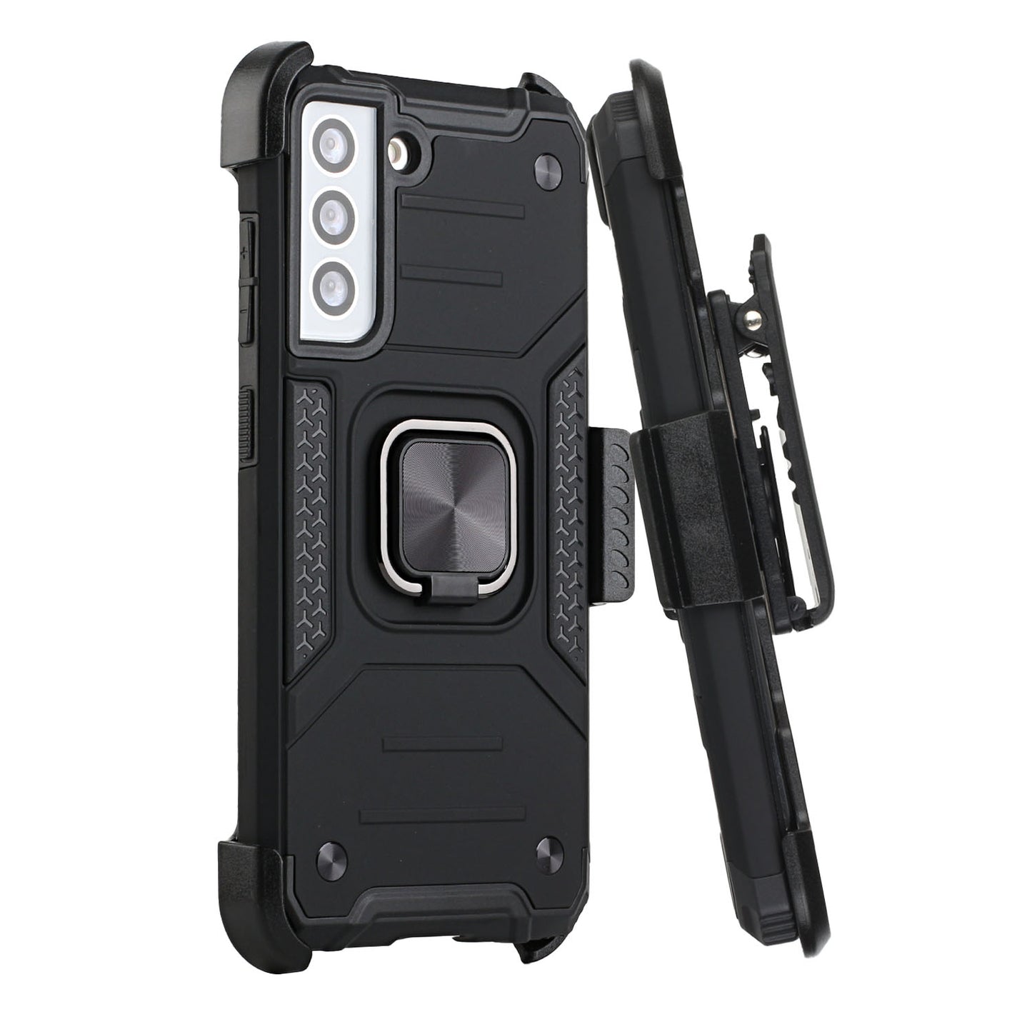 For Samsung Galaxy S21 FE /Fan Edition Holster Combo Clip 3 in 1 Armor Hybrid with Ring Kickstand Shockproof Rugged Dual Layer  Phone Case Cover