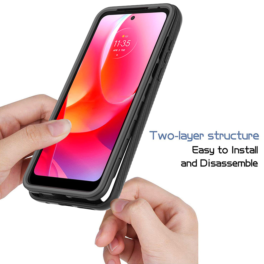 For Motorola Moto G Power 2022 Hybrid Clear Shockproof Dual Layer Protection Hard Rugged PC and Soft TPU Silicone Bumper Frame Back Clear Black Phone Case Cover