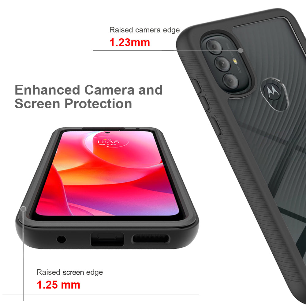 For Motorola Moto G Power 2022 Hybrid Clear Shockproof Dual Layer Protection Hard Rugged PC and Soft TPU Silicone Bumper Frame Back Clear Black Phone Case Cover