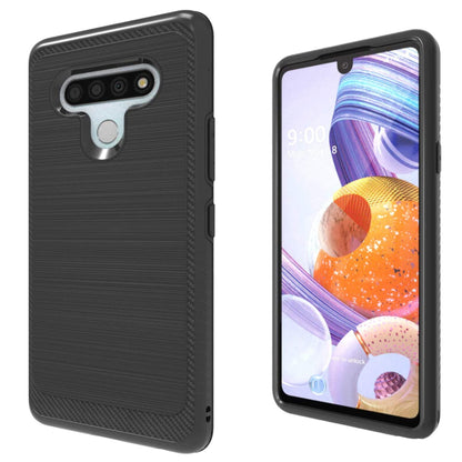 For AT&T Motivate 2 Brushed Metal Texture Hybrid Dual Layer Defender TPU Rugged Shockproof Armor Carbon Fiber Design  Phone Case Cover