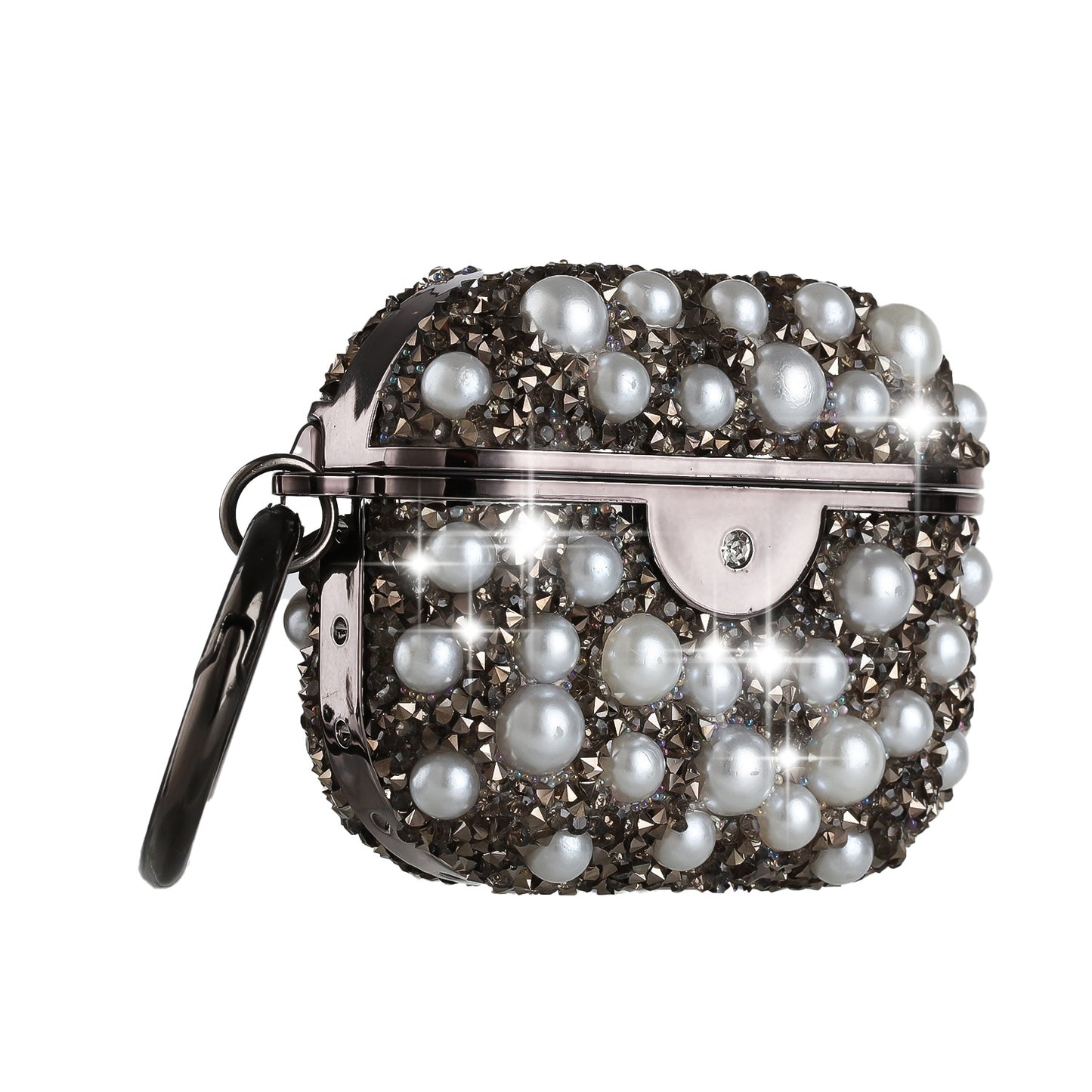 For Apple AirPods 2 & 1 Pearl Diamond Glitter Hybrid Bling Crystal Rhinestone Protective Accessories with Keychain  Phone Case Cover