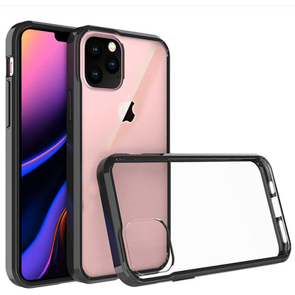 For Apple iPhone 13 Mini (5.4") Hybrid Slim Crystal Clear Transparent Shock-Absorption Bumper TPU + Hard PC Back Frame Black Phone Case Cover