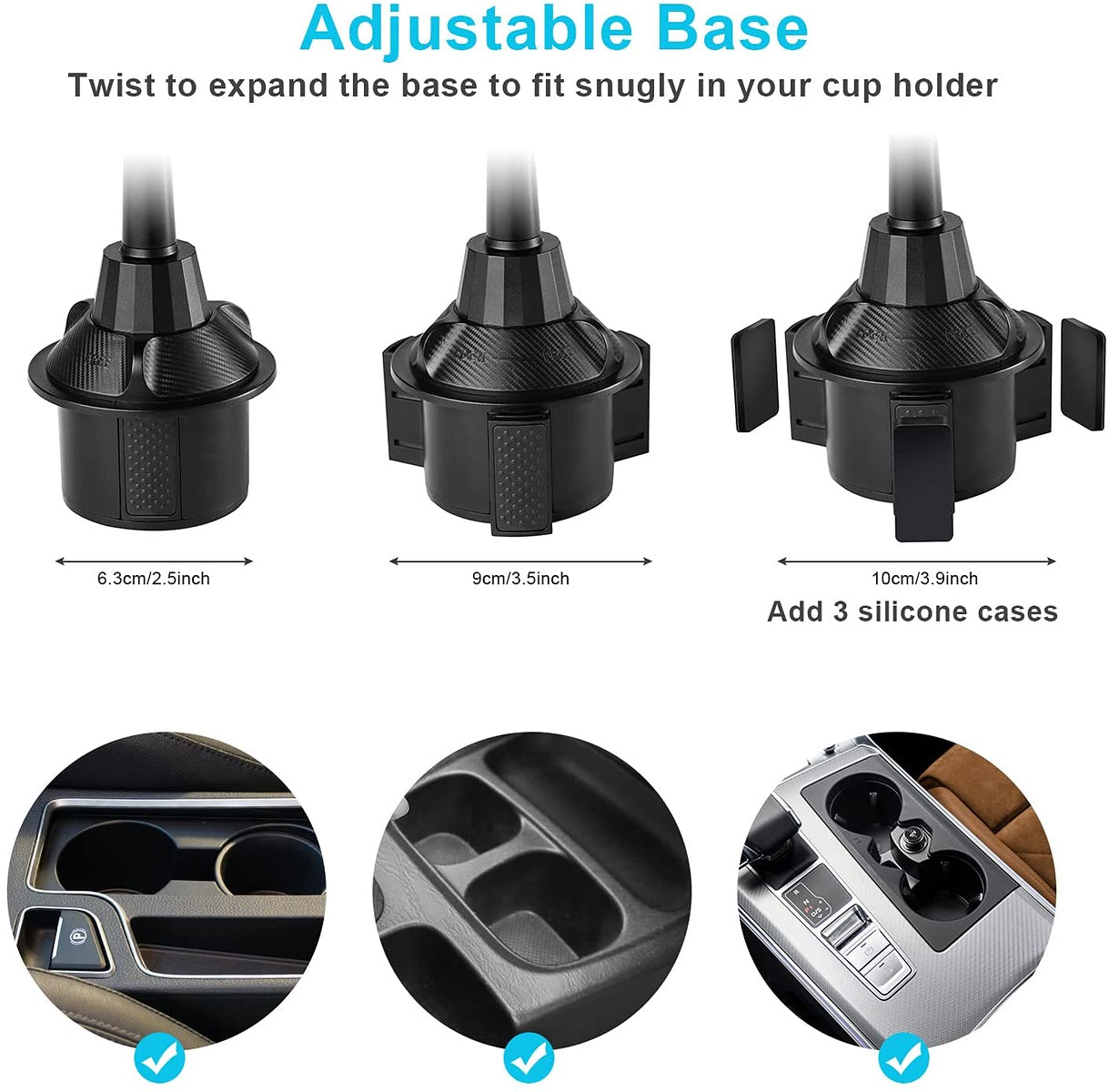 For Universal Cup Holder Tray Adjustable Rotatable 360° Swivel Arm with 9" Tray Surface and Phone Slot Fits Vehicle, Boats, Car, SUV,Truck Black Phone Case Cover