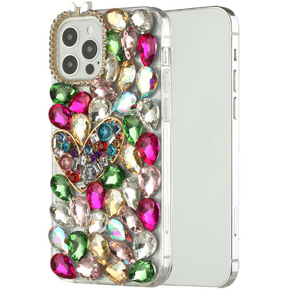 For Apple iPhone 13 (6.1") Bling Clear Crystal 3D Full Diamonds Luxury Sparkle Rhinestone Hybrid Protective  Phone Case Cover