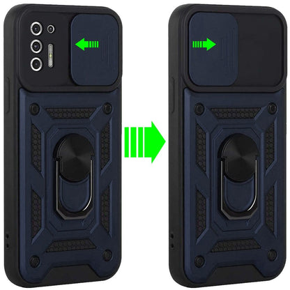 For Motorola Moto G Stylus 2021 (4G) Hybrid Cases with Slide Camera Lens Cover & Ring Holder Kickstand Rugged Dual Layer Hard  Phone Case Cover