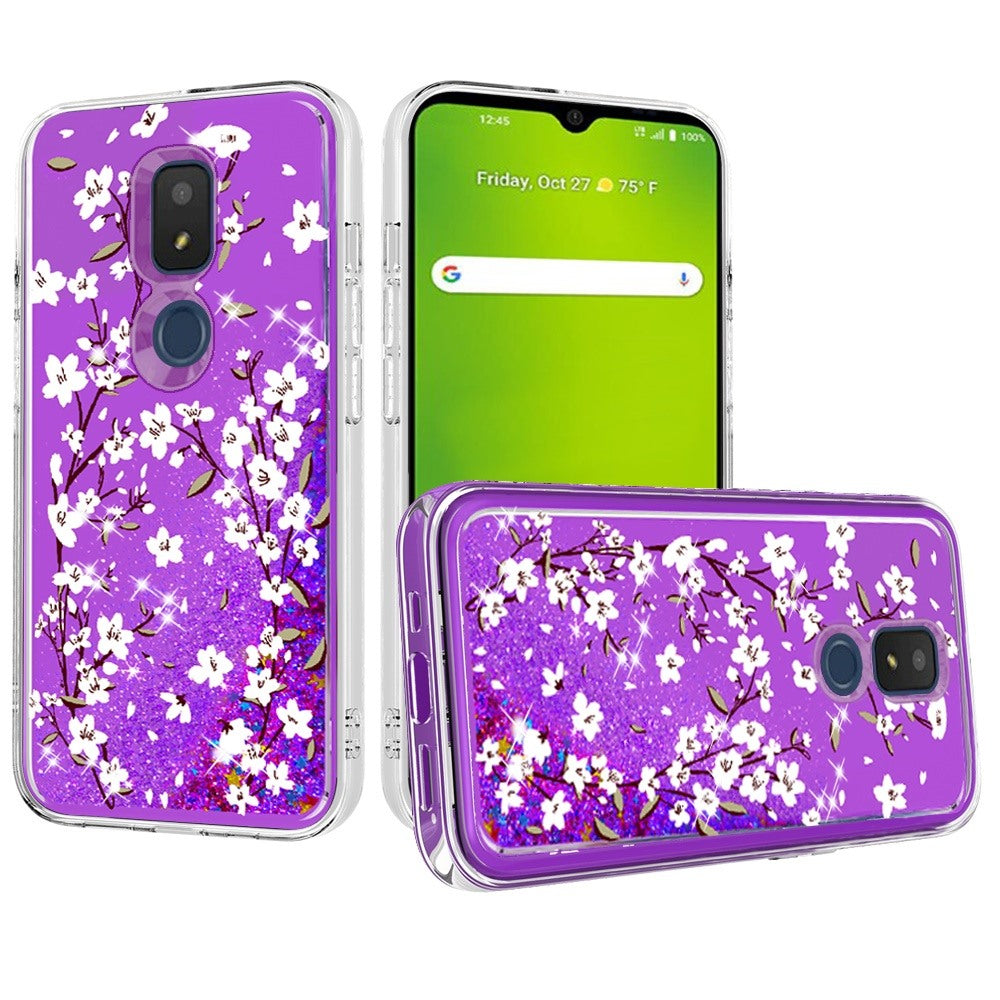For Samsung Galaxy S22 /Plus Ultra Floral Design Quicksand Water Flowing Liquid Floating Colorful Glitter Bling Flower Fashion TPU Hybrid  Phone Case Cover