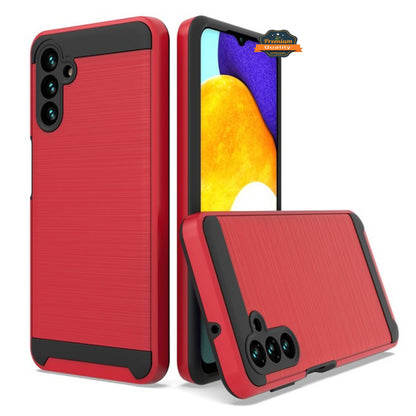 For Samsung Galaxy A13 5G Slim Rugged TPU Hard Brushed Metal Texture Hybrid Dual Layer Defender Armor Shock Absorbing  Phone Case Cover