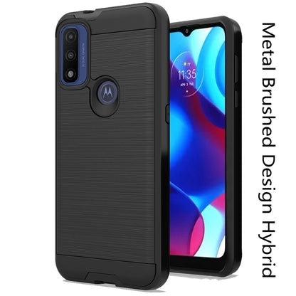 For Motorola Moto G Power 2022 Hybrid Rugged Brushed Metallic Design [Soft TPU + Hard PC] Dual Layer Shockproof Armor Slim  Phone Case Cover