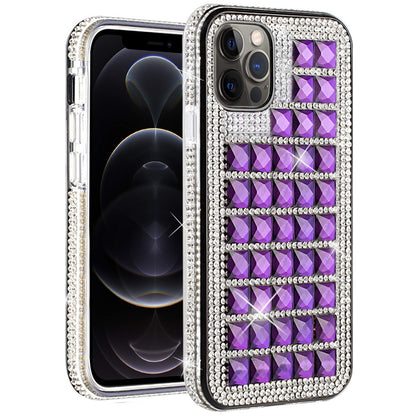 For Apple iPhone 13 /Pro Max Mini Fashion Luxury 3D Bling Diamonds Rhinestone Jeweled Shiny Crystal Glitter Hybrid TPU Bumper Hard  Phone Case Cover