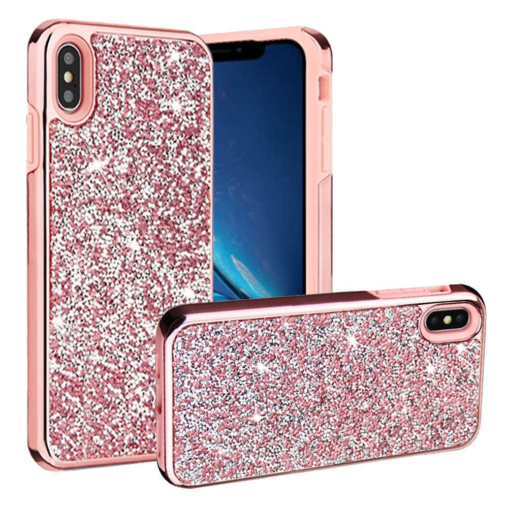For Apple iPhone XR Bling Rhinestone Diamond Shiny Glitter Hybrid Dual Layer Defender Rugged Hard PC TPU Rubber Protective  Phone Case Cover