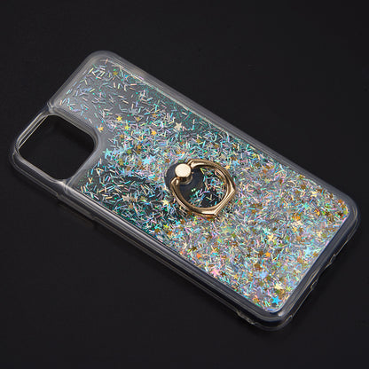 For Apple iPhone 14 /Plus Pro Max Hybrid Glitter Bling Sparkling Liquid Quicksand Sparkle TPU PC with Ring Stand Holder  Phone Case Cover