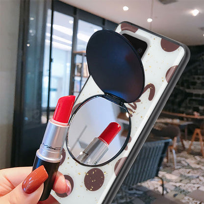 For Samsung Galaxy S20 Ultra (6.9) Mirror Stand Hybrid Shockproof Slim Hard PC TPU Rugged Bumper Smile Bubble Polka Dots Phone Case Cover