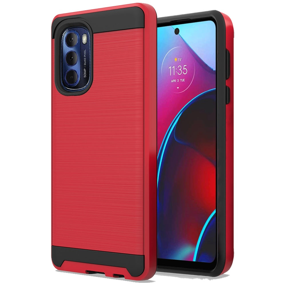 For Motorola Moto G Stylus 2022 4G Hybrid Rugged Brushed Metallic Design [TPU + Hard PC] Dual Layer Shockproof Armor  Phone Case Cover