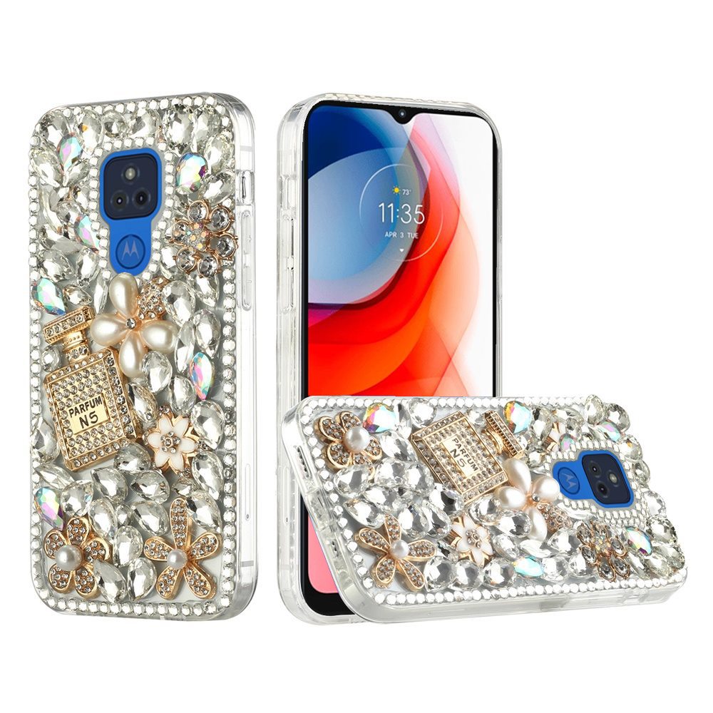 For Samsung Galaxy S21 Plus Bling Clear Crystal 3D Full Diamonds Luxury Sparkle Rhinestone Hybrid Protective Pearl Flowers Perfume Phone Case Cover