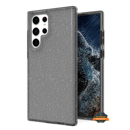 For Samsung Galaxy S22 Ultra Glitter Sparkle Bling Shiny Thin Ultra Slim Hybrid Shockproof Rubber Silicone Soft TPU Gel Protective  Phone Case Cover