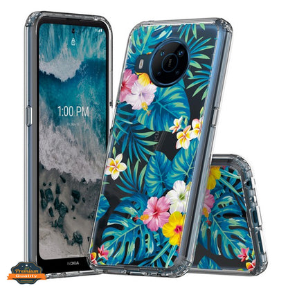 For Nokia X100 Floral Patterns Design Transparent Soft TPU Silicone Shock Absorption Bumper Slim Hard PC Back  Phone Case Cover