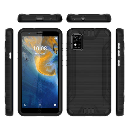 For ZTE Z589, Z5158 Hybrid Dual Layer Slim Defender Armor Tuff Metallic Brush Texture Finishing Shockproof Hard PC + Soft TPU Rubber  Phone Case Cover