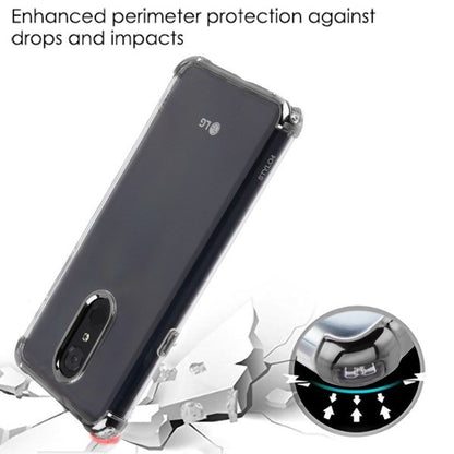 For LG Stylo 4 / Stylo 4 Plus Slim Fit Hybrid Transparent Rubber Gummy Hard PC Soft Silicone Protective Clear / Black Phone Case Cover
