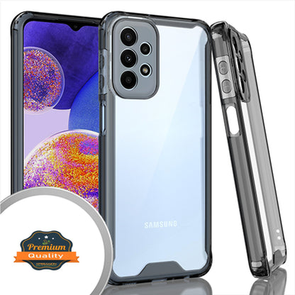 For Samsung Galaxy A23 5G Ultra Slim Frame Shockptoof Hybrid Rubber Silicone Gummy TPU Clear Hard Back Protective  Phone Case Cover