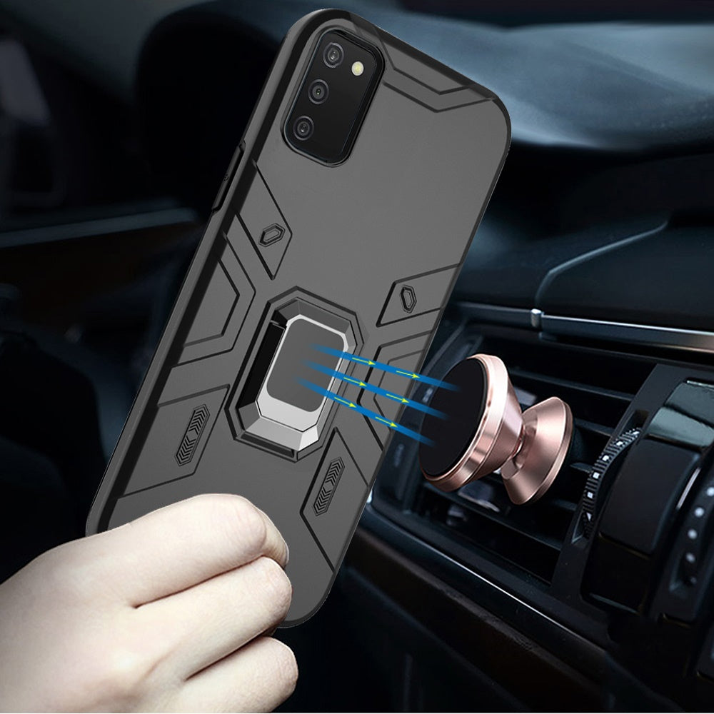 For Samsung Galaxy A03S Slim Thin Rugged Shockproof Hybrid with Magnetic Ring Stand Holder Hard PC Silicone TPU Rubber  Phone Case Cover