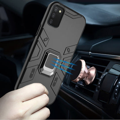 For Samsung Galaxy A03S Slim Thin Rugged Shockproof Hybrid with Magnetic Ring Stand Holder Hard PC Silicone TPU Rubber  Phone Case Cover
