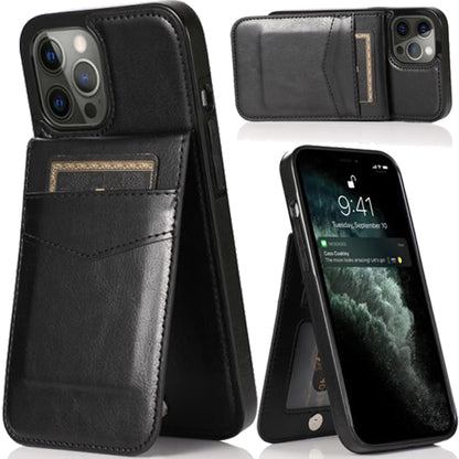 For Apple iPhone 13 Pro Max Wallet Case with Credit Card Holder Vertical Leather Kickstand Magnetic Buttons Flip Pouch  Phone Case Cover