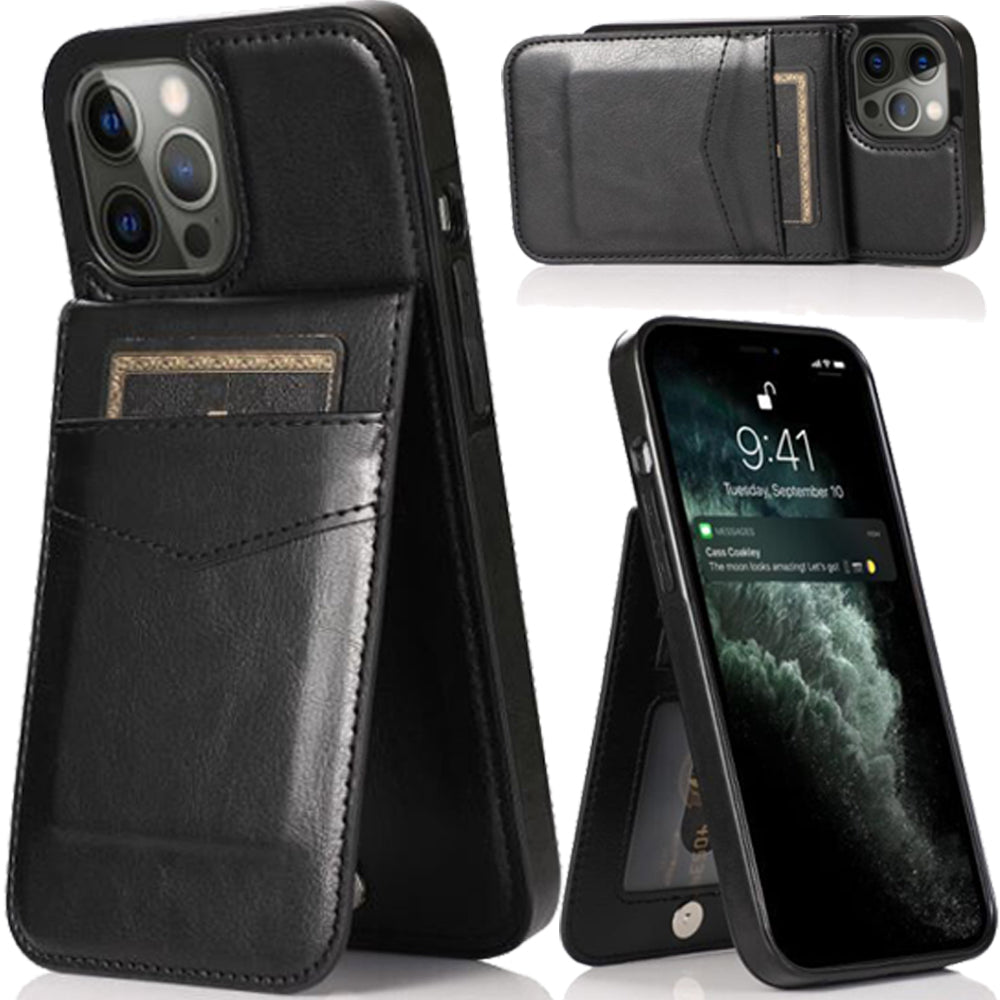 For Apple iPhone 14 (6.1") Wallet Case with Credit Card Holder Vertical Leather Stand Kickstand Buttons Flip Pouch  Phone Case Cover