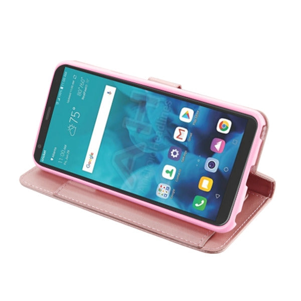 For LG Stylo 4 / Stylo 4 Plus PU Leather Wallet with Credit Card Holder Storage Folio Flip Pouch Stand Rose Gold Phone Case Cover