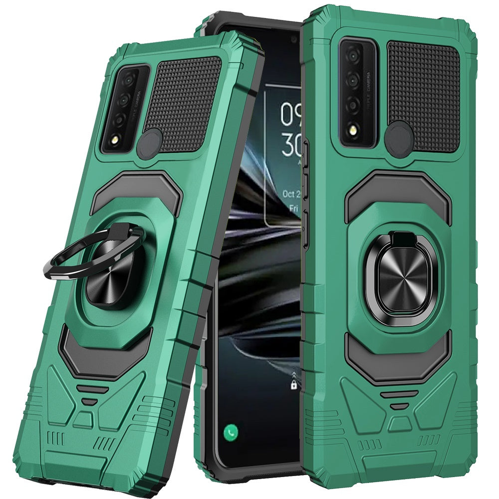 For TCL 20 XE Hybrid Dual Layer with Rotate Magnetic Ring Stand Holder Kickstand, Rugged Shockproof Anti-Scratch Protective  Phone Case Cover