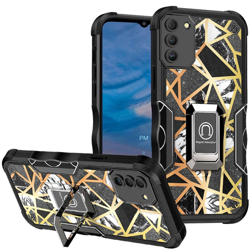 For Nokia G400 5G Marble IMD Design Hybrid with Magnetic Ring Stand Kickstand Heavy Duty Rugged Shockproof  Phone Case Cover