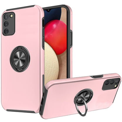For Samsung Galaxy A02S Hybrid 360 Degree Rotatable Metal Invisible Ring Stand Holder Fit Magnetic Car Mount Shockproof Slim  Phone Case Cover