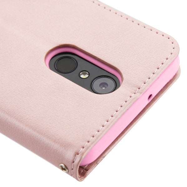 For LG Stylo 4 / Stylo 4 Plus PU Leather Wallet with Credit Card Holder Storage Folio Flip Pouch Stand Rose Gold Phone Case Cover