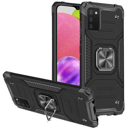 For Samsung Galaxy A03S Armor Hybrid with Ring Holder Kickstand TPU Shockproof Heavy-Duty Durable Rugged Dual Layer  Phone Case Cover