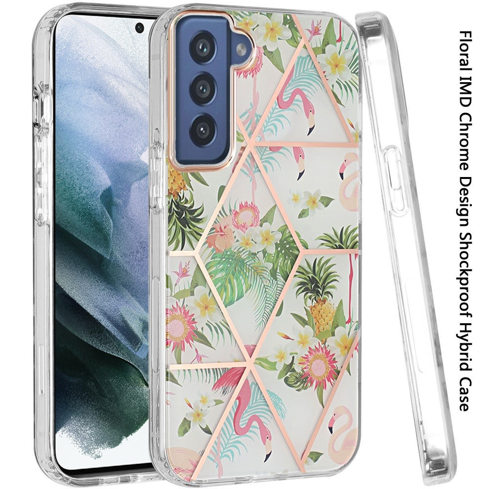 For Samsung Galaxy S22 Ultra Fashion Floral IMD Design Flower Hybrid Protective Hard Rubber TPU Slim Back Shockproof  Phone Case Cover