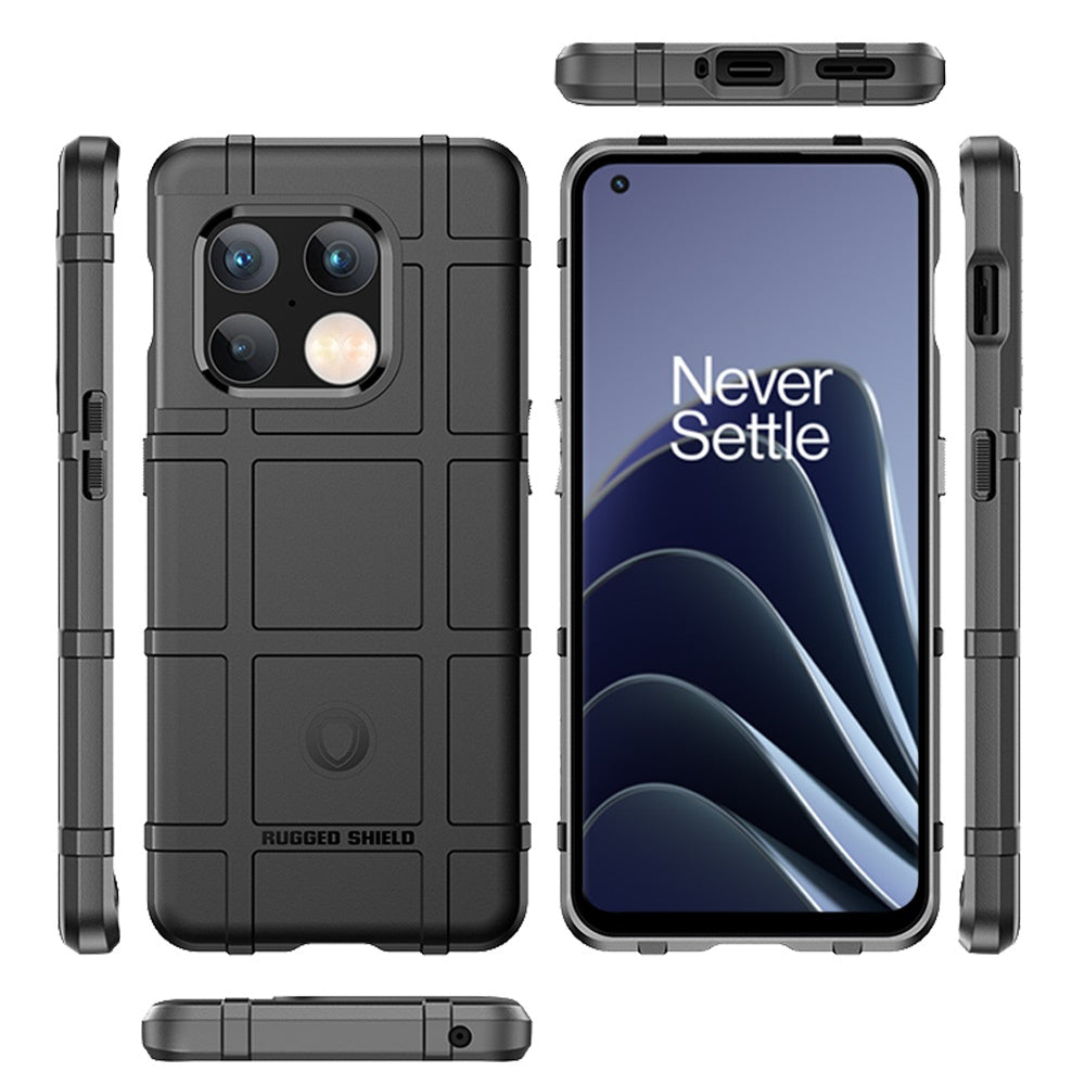 For OnePlus 10 Pro 5G Rugged Shield Hybrid TPU Thick Solid Rough Armor Tactical Matte Grip Silicone Texture Anti-Drop  Phone Case Cover