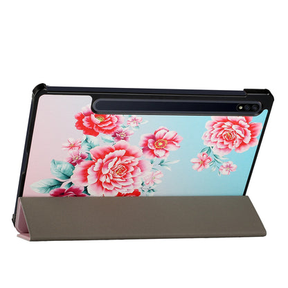 Case for Samsung Galaxy Tab S6 Lite 10.4" Design Lightweight Trifold Stand Magnetic Closure PU Leather Hard Folio Hybrid Protective Tablet Blooming Floral Tablet Cover