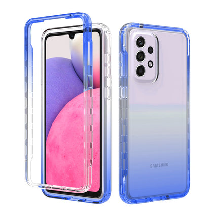 For Samsung Galaxy A33 5G Dual Layer Hybrid Clear Gradient Two Tone Transparent Shockproof Rubber Hard Protective Frame  Phone Case Cover